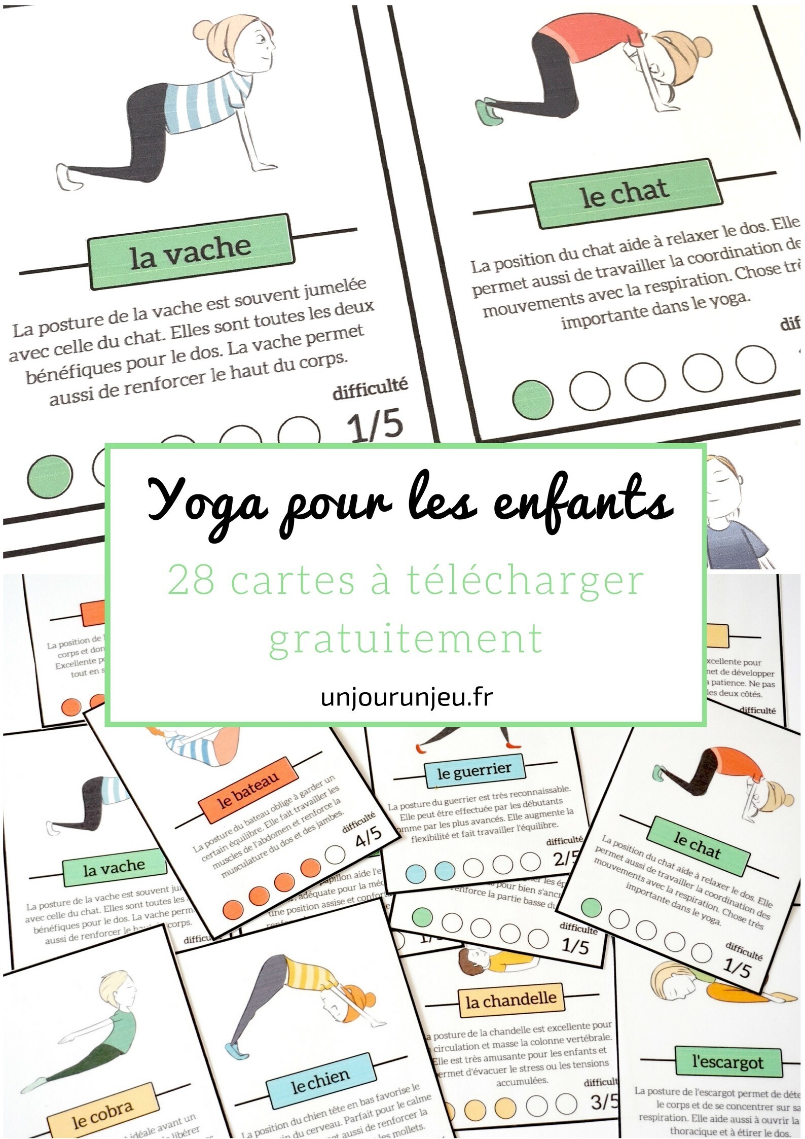 Yoga pour les enfants cartes à télécharger gratuitement