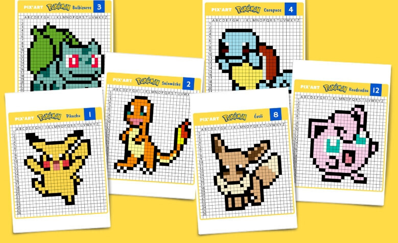 Pixel Art Pokemon : 12 modèles à imprimer gratuitement